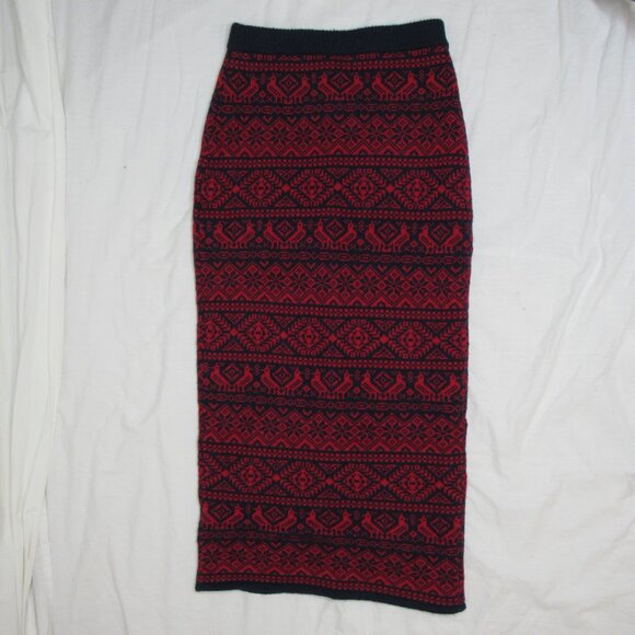 J. Crew Red PARTRIDGE Fair Isle Sweater Knit Midi Skirt Women's XXS XXS New NWT - Picture 7 of 9